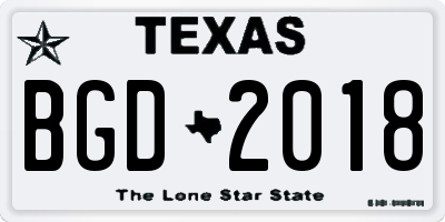 TX license plate BGD2018