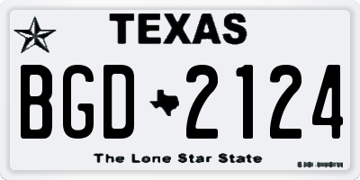 TX license plate BGD2124