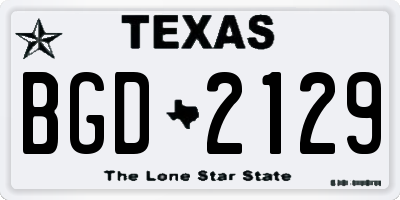TX license plate BGD2129