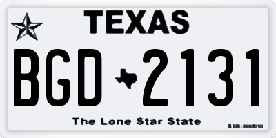TX license plate BGD2131