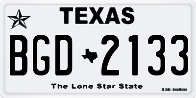 TX license plate BGD2133