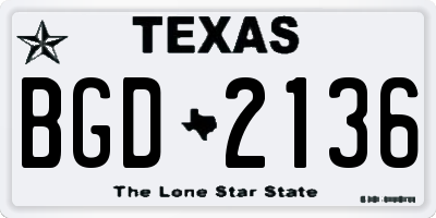 TX license plate BGD2136