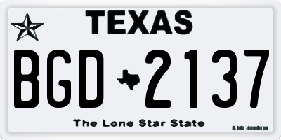 TX license plate BGD2137