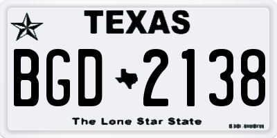 TX license plate BGD2138