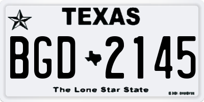 TX license plate BGD2145