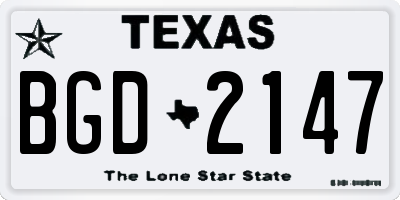 TX license plate BGD2147
