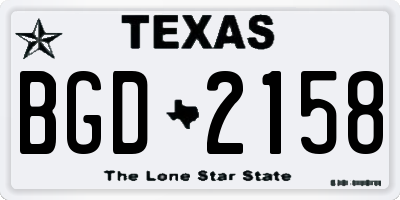 TX license plate BGD2158