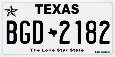 TX license plate BGD2182