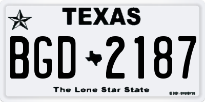 TX license plate BGD2187