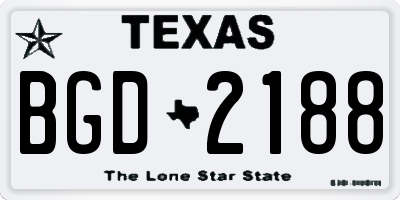 TX license plate BGD2188