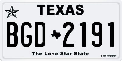 TX license plate BGD2191