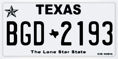 TX license plate BGD2193
