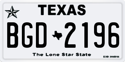 TX license plate BGD2196