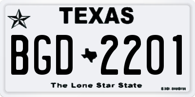 TX license plate BGD2201