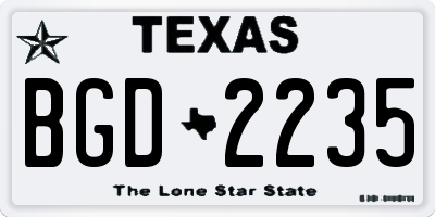 TX license plate BGD2235
