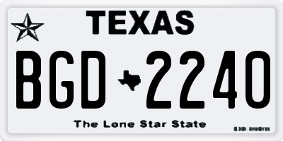 TX license plate BGD2240