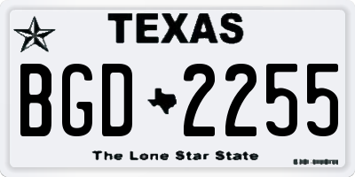 TX license plate BGD2255