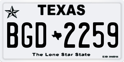 TX license plate BGD2259