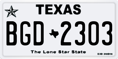TX license plate BGD2303