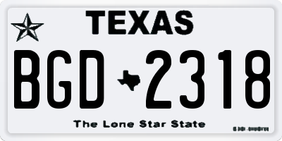 TX license plate BGD2318