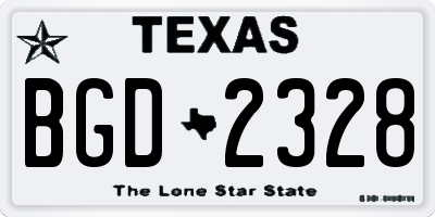 TX license plate BGD2328