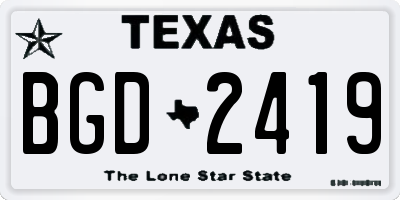 TX license plate BGD2419