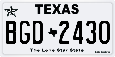TX license plate BGD2430