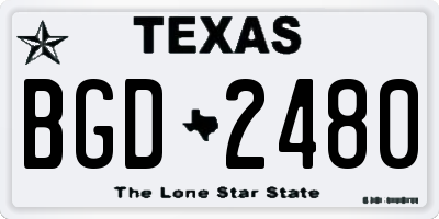 TX license plate BGD2480