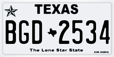 TX license plate BGD2534