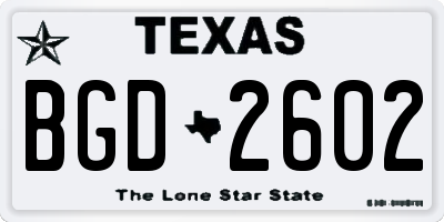 TX license plate BGD2602
