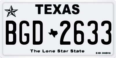 TX license plate BGD2633