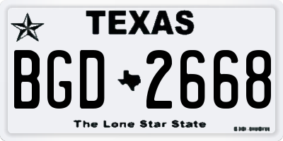 TX license plate BGD2668