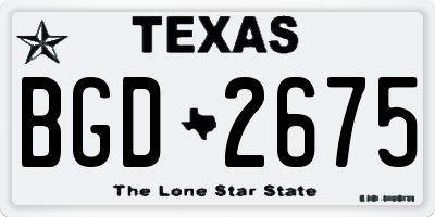 TX license plate BGD2675