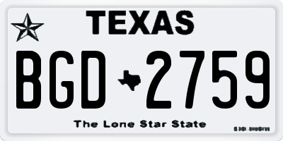 TX license plate BGD2759