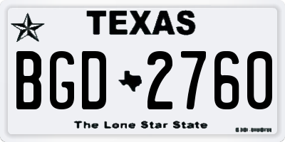 TX license plate BGD2760