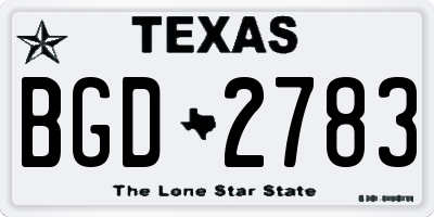 TX license plate BGD2783