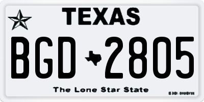 TX license plate BGD2805