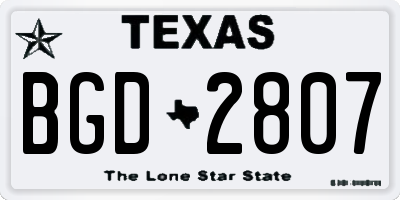 TX license plate BGD2807