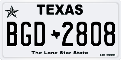 TX license plate BGD2808