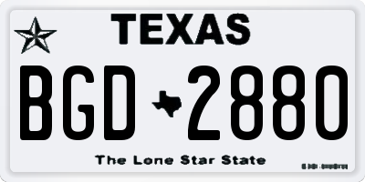 TX license plate BGD2880