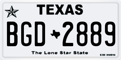 TX license plate BGD2889