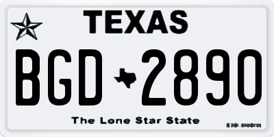TX license plate BGD2890