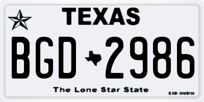 TX license plate BGD2986