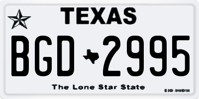 TX license plate BGD2995