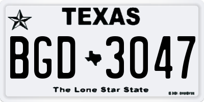 TX license plate BGD3047