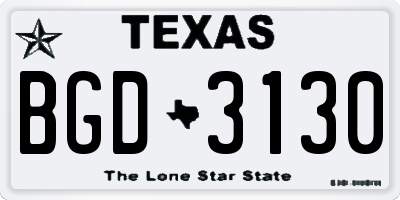TX license plate BGD3130