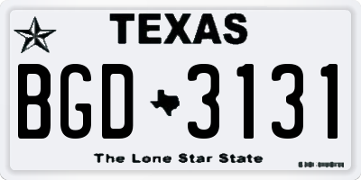 TX license plate BGD3131