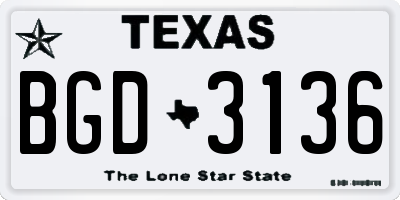 TX license plate BGD3136
