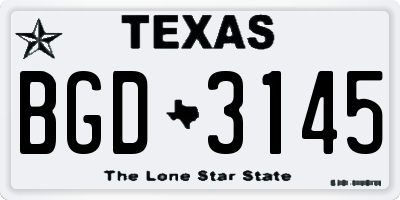 TX license plate BGD3145