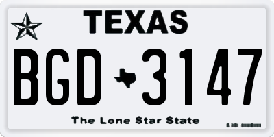 TX license plate BGD3147